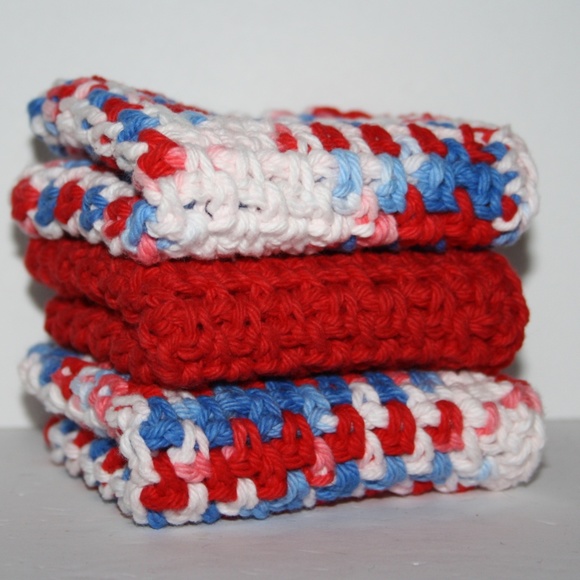 Vintagejelyfish Other - Beautiful cotton wash clothes Red white and blue